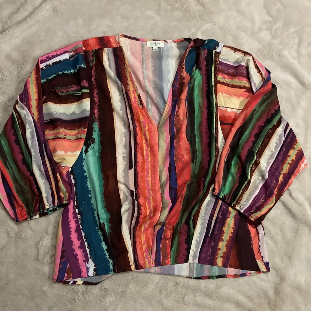Umgee Ballon Sleeve Muticolor Blouse